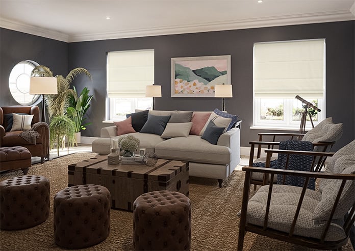 Menton, Oyster - Motorised Roman Blind - Image 6